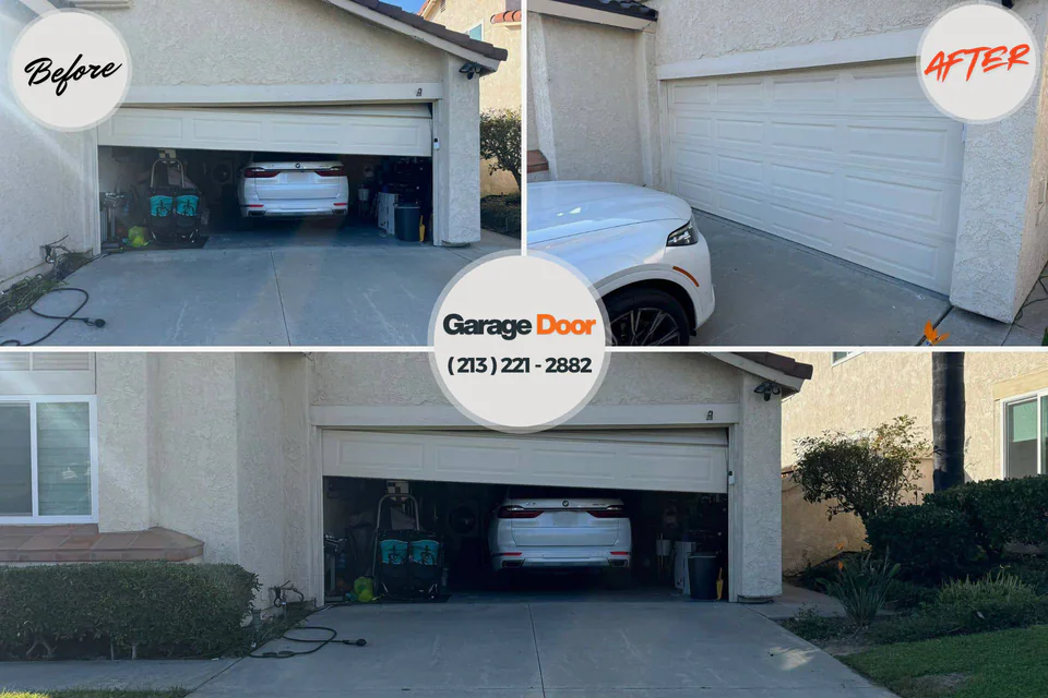 Before and after: garage door repair Ferriday, LA